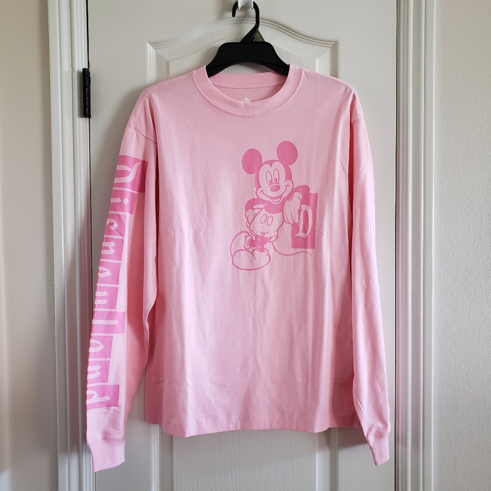 Disneyland Parks Mickey Mouse Piglet Pink Long Sleeve Shirt,  Size S NWT